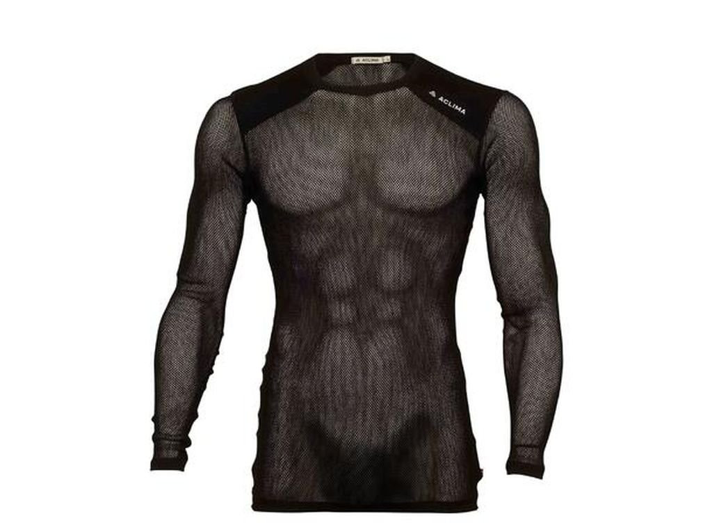Sous vêtement ultra léger et respirant Aclima WoolNet Light Crew Neck Man-Noir
