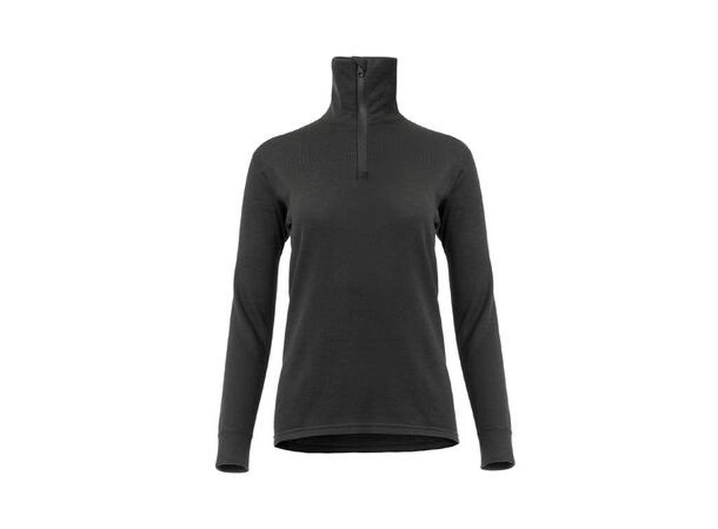 Polo à col zippée chaud et résistant Aclima WoolTerry Polo Woman-Noir