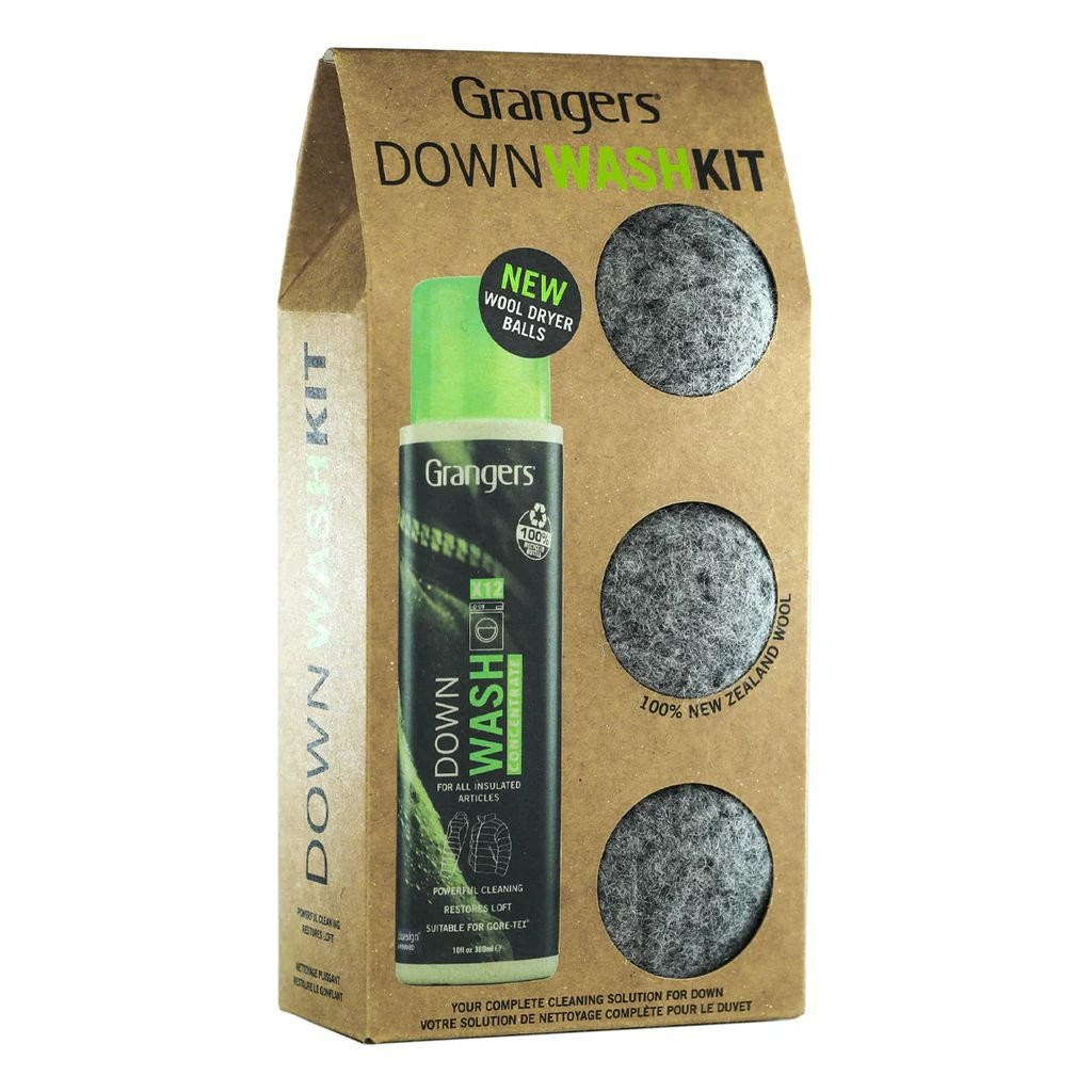 lessive et balles de séchage pour équipements en duvet et synthétique Granger’s Down Wash Kit