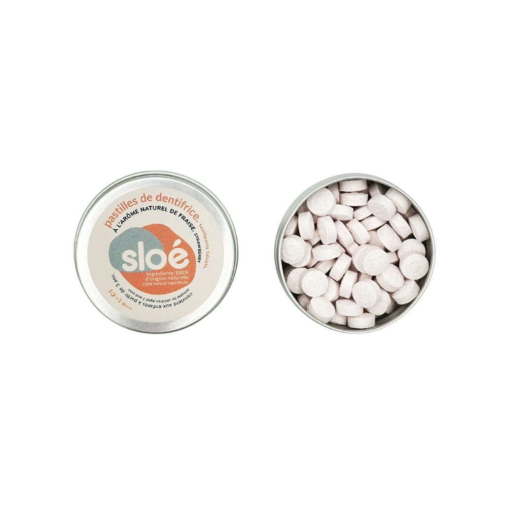 Sloé Dentifrice solide en pastilles - Nomade avec boîte - Fraise