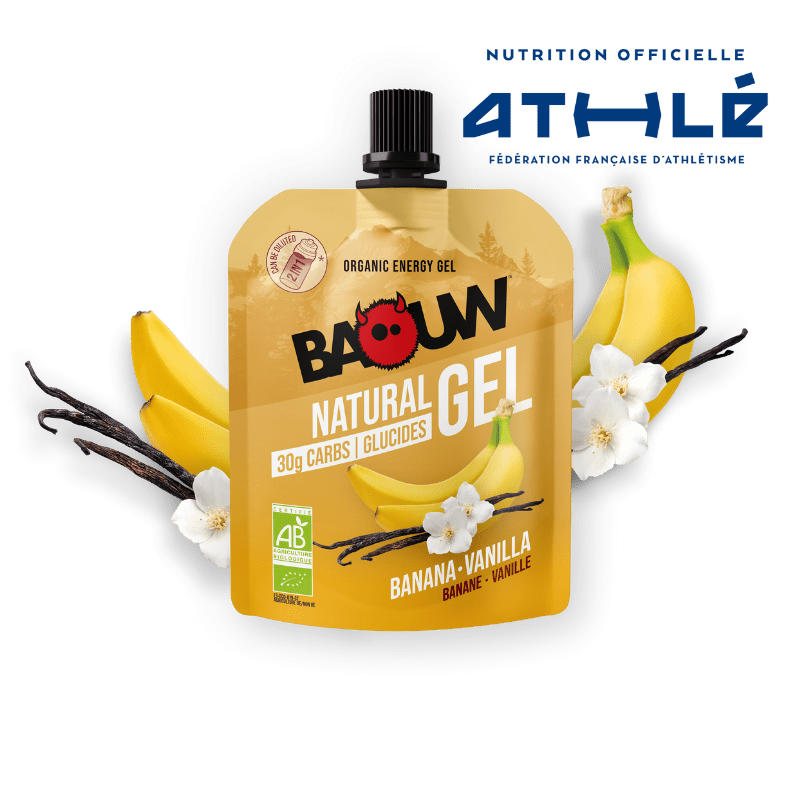 Gel énergétique bio pour efforts intenses Baouw Natural Gel Banane - Vanille
