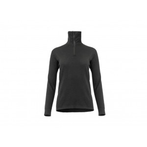 Polo à col zippée chaud et résistant Aclima WoolTerry Polo Woman-Noir