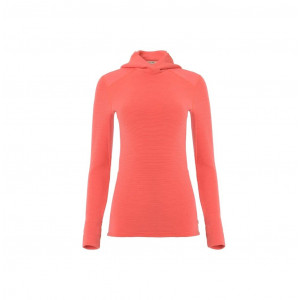 Warm merino wool sweater Aclima StreamWool Hoodie Woman-Coral