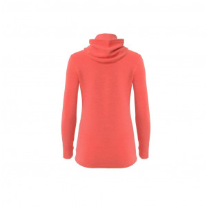Warm merino wool sweater Aclima StreamWool Hoodie Woman-Coral