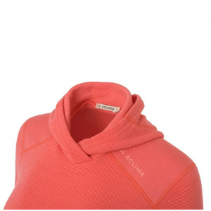 Warm merino wool sweater Aclima StreamWool Hoodie Woman-Coral