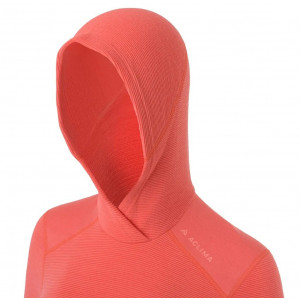 Warm merino wool sweater Aclima StreamWool Hoodie Woman-Coral