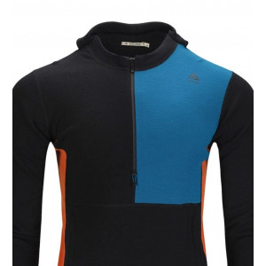 Aclima WarmWool Hood Sweater W/Zip Man - Noir/Bleu