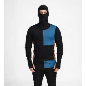 Aclima WarmWool Hood Sweater W/Zip Man - Noir/Bleu