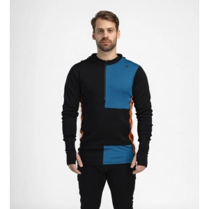 Aclima WarmWool Hood Sweater W/Zip Man - Noir/Bleu