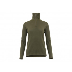 Warm, hard-wearing zip-neck polo shirt Aclima WoolTerry Polo Woman-Olive