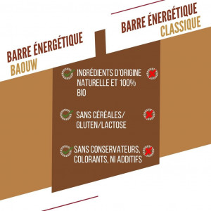 Baouw Organic Energy Bars Organic Extra Crunchy Bar - Peanut