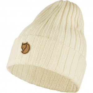 100% wool ribbed beanie Fjällräven Byron Hat - Crème/CHalk White