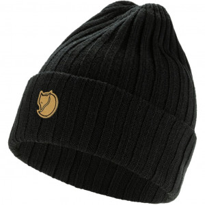 100% wool ribbed beanie Fjällräven Byron Hat - Noir/Black