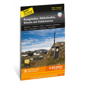 Carte randonnée Kungsleden : Nikkaluokta, Ritsem et Vakkotavare 1:50 000 - Calazo