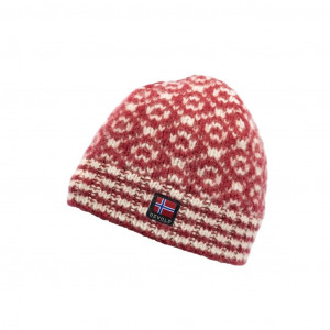 Pure new wool hat Devold Svalbard Wool Beanie-Hindeberry/Offwhite