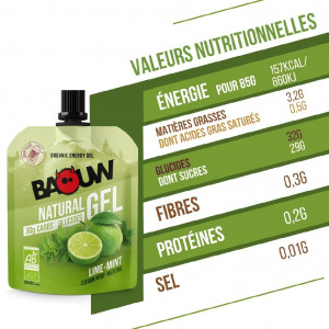 Gel énergétique bio pour efforts intenses Baouw Natural Gel Citron Vert - Menthe