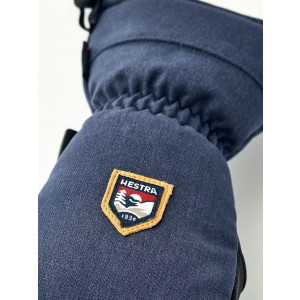Warm, waterproof Hestra CZone Mountain Mitt in leather-Bleu Marine/Navy