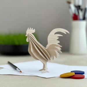 Coq en bois décoratif en bois de bouleau