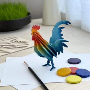 Coq en bois décoratif en bois de bouleau