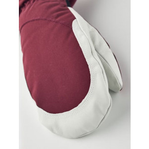 Warm leather mittens with removable fleece lining Hestra Heli Ski Female Mitt-Bordeaux