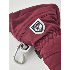Warm leather mittens with removable fleece lining Hestra Heli Ski Female Mitt-Bordeaux