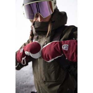 Warm leather mittens with removable fleece lining Hestra Heli Ski Female Mitt-Bordeaux