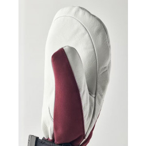Warm leather mittens with removable fleece lining Hestra Heli Ski Female Mitt-Bordeaux