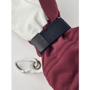 Warm leather mittens with removable fleece lining Hestra Heli Ski Female Mitt-Bordeaux