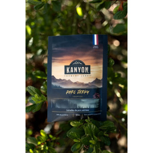 High-protein dried meat snacks Kanyon Jerky Porc Trappeur 25g