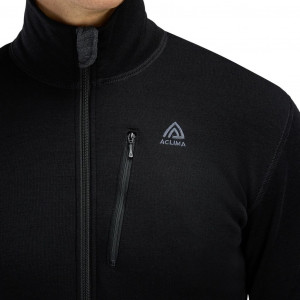 Merino wool zip-up jacket Aclima DoubleWool Jacket Man - Black