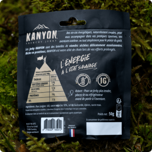 High protein dried meat snacks Kanyon Jerky Porc Trappeur