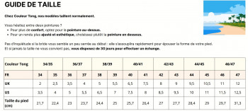 Dimensions Couleur Tong 