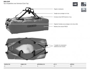 Dimensions Sac étanche Ortlieb Big Zip