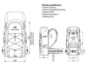 Dimensions Sac à dos pour pulkas Fjellpulken Backpack 35