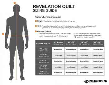 Dimensions Enlightened Equipment Revelation Sleeping Quilt 20°F/-6°C