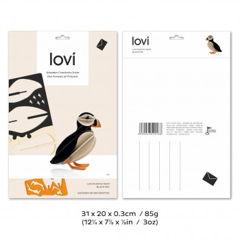 Dimensions Macareux moine en bois Lovi Puffin