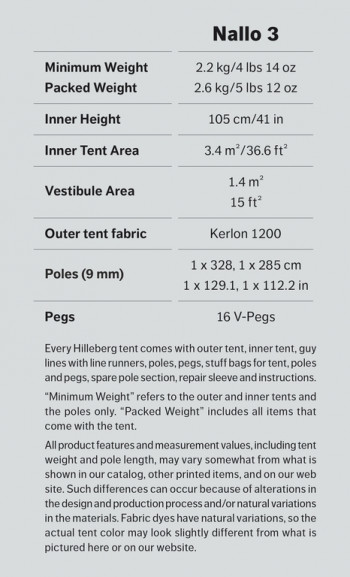 Dimensions Hilleberg Nallo 3
