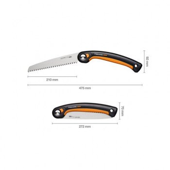 Dimensions Fiskars Scie pliable Plus SW69 – 21 cm