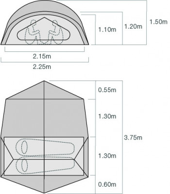 Dimensions Tente Exped Outer Space II
