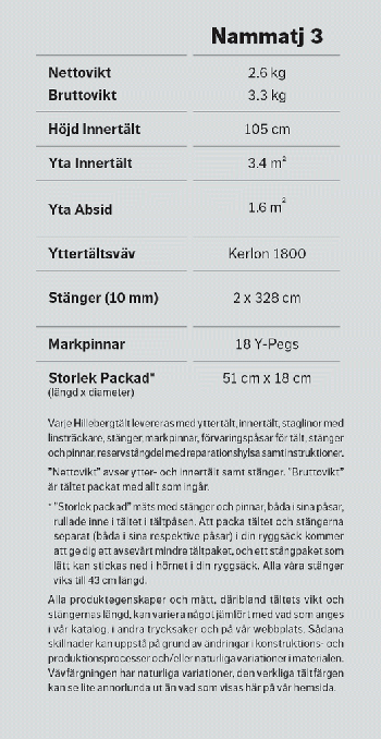 Dimensions Tente d'expédition Hilleberg Nammatj 3