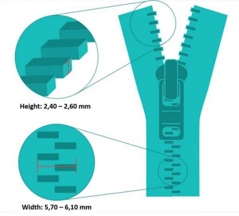 Dimensions Zlideon Metal Zipper